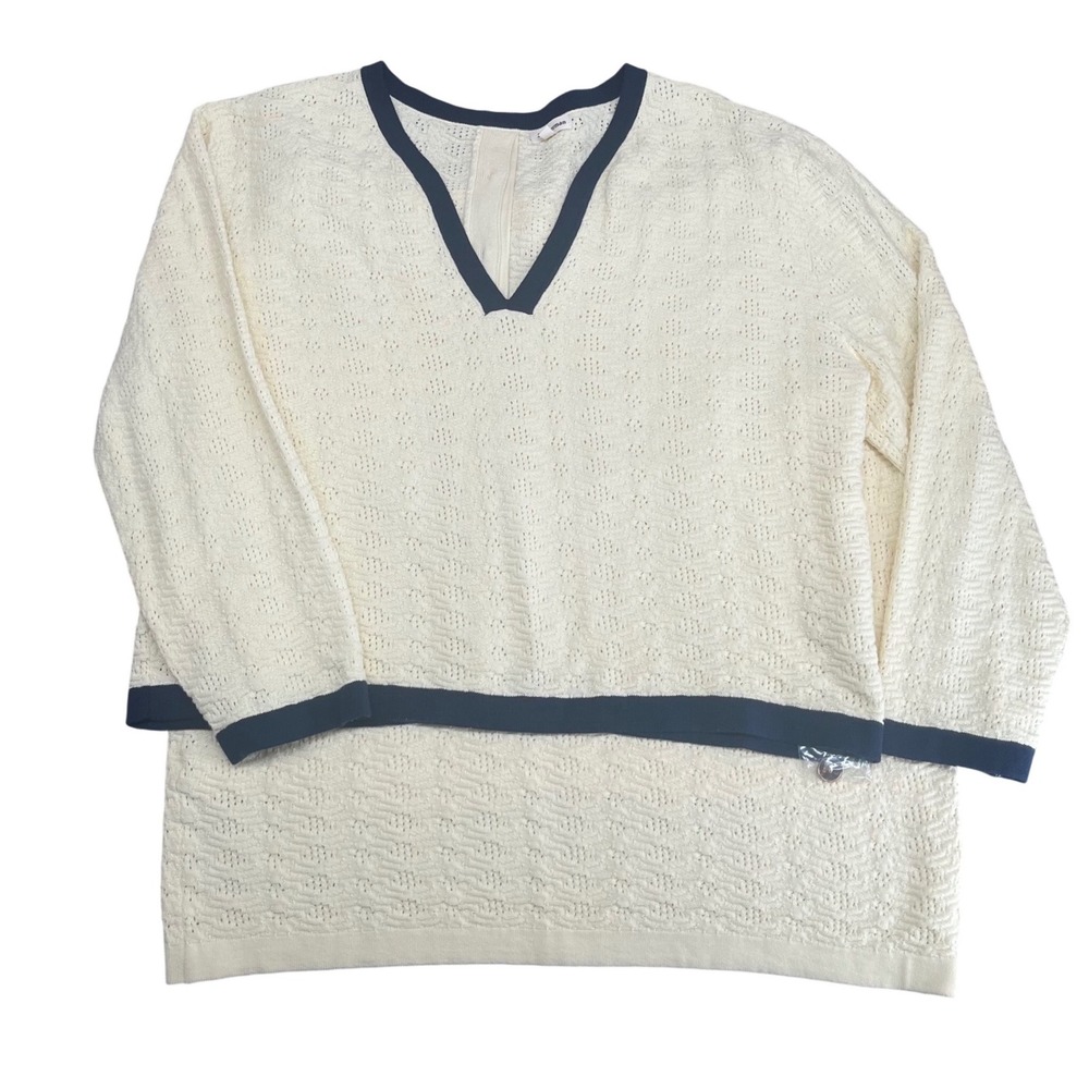 J. Peterman Vivienne's Pointelle Suit Women XL Cream V-Neck Knit Set Excellent
